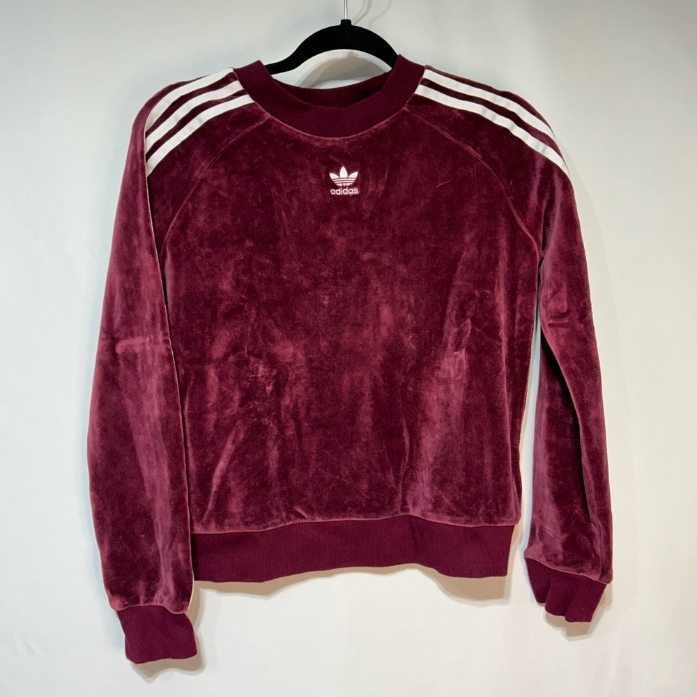Adidas Originals vintage velour velvet inspired crew neck. Size XS.